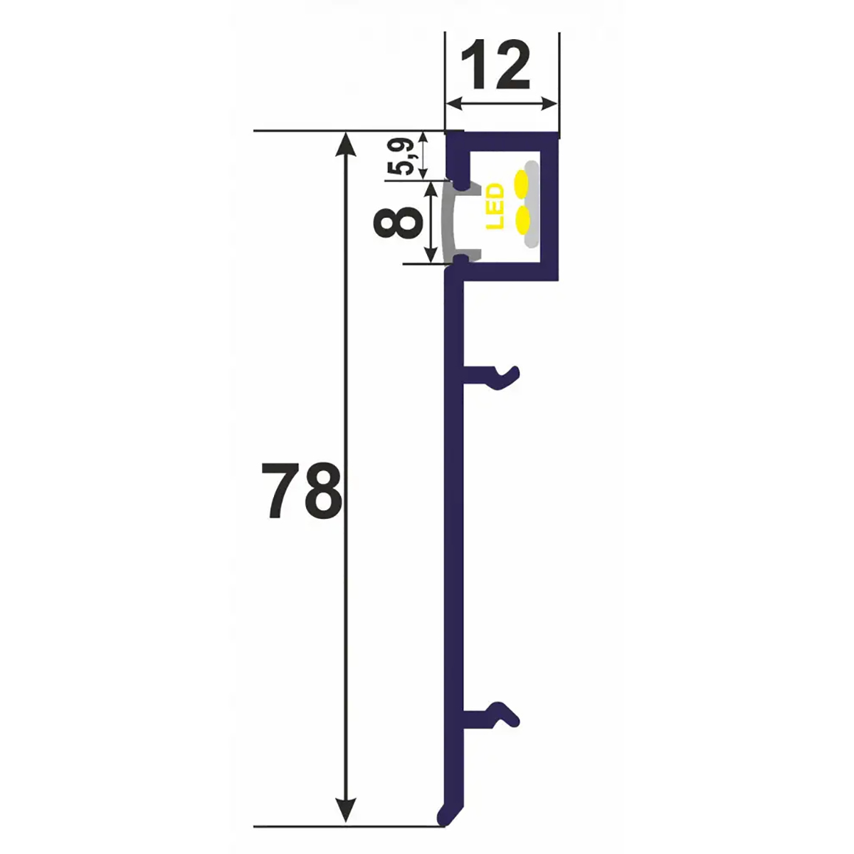 Накладной LED плинтус DEAL 4/78 LED Технічка
