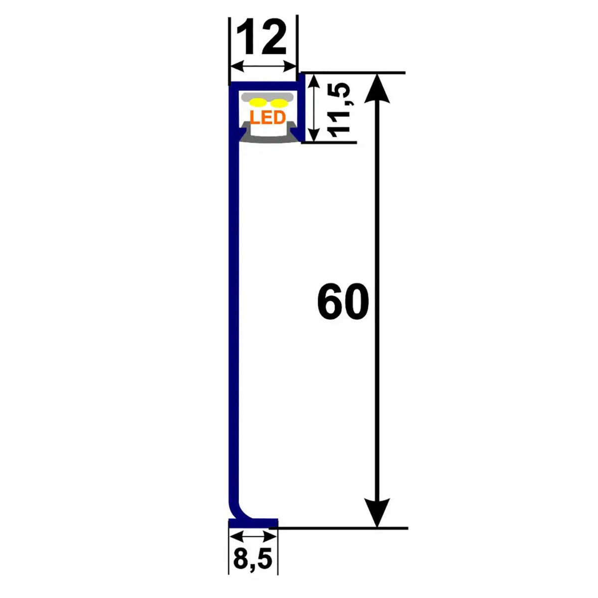 Алюминиевый плинтус DEAL 5/60 LED 
